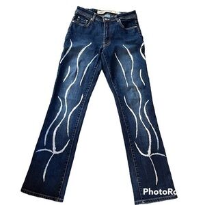 Azzure denim splatter paint jeans